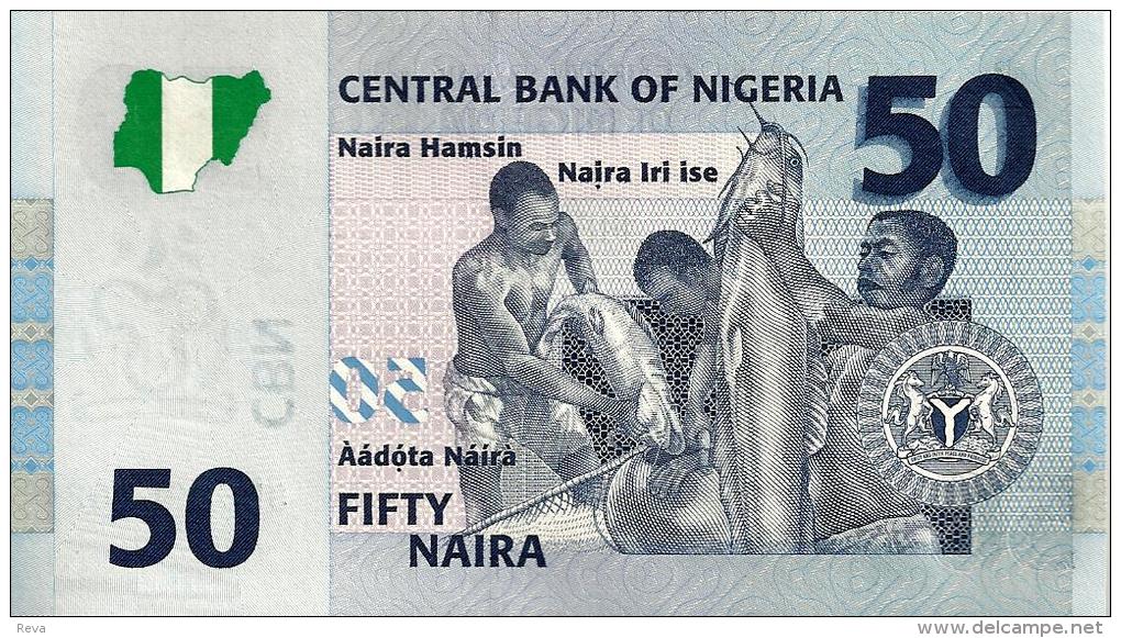 NIGERIA 50 NAIRA BLUE MAN WOMAN FRONT MAN FISH BACK DATED 2007 P.35 UNC READ DESCRIPTION!! - Nigeria