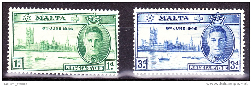 Malta, 1946, SG 232 - 233, Mint Very Lightly Hinged - Malta (...-1964)