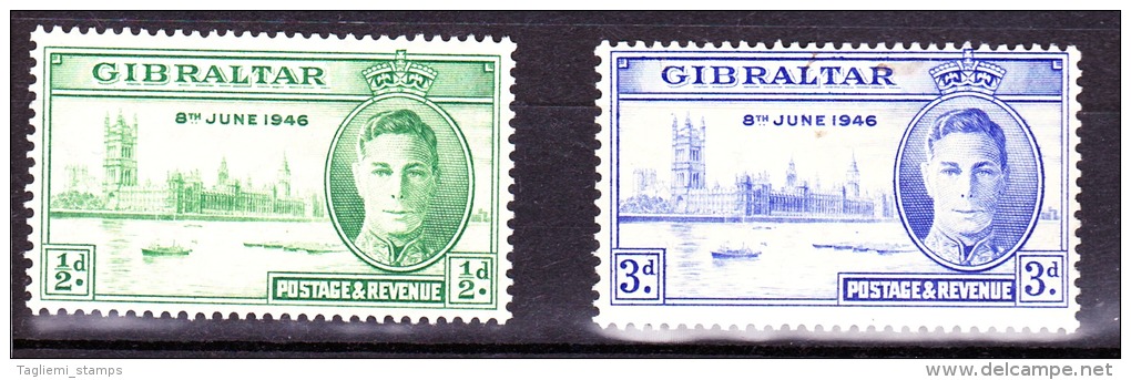 Gibraltar, 1946, SG 132 - 133, Mint Very Lightly Hinged - Gibraltar