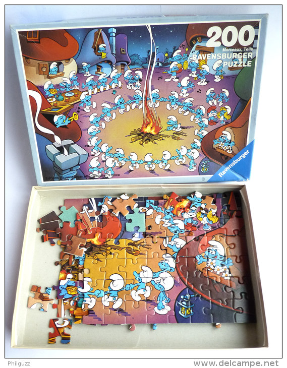 Puzzle RAVENSBURGER 1983 - SCHTROUMPFS La Fêe - 200 Pièces (1) Manque 2 Pièces SCHTROUMPF - Puzzles