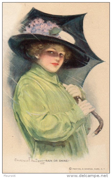 Illustrée Signée Clarence UNDDERWOOD : Femme Au Parapluie RAIN OR SHINE ! - Underwood, Clarence F.