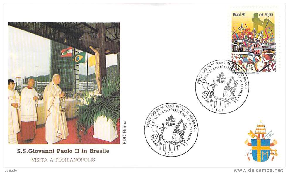 BRESIL  CATHOLIQUE VOYAGE  PAPE  JEAN PAUL II   Pope John Paul II Papst Johannes Paul II  PAPA Jonas Paulius II - Storia Postale