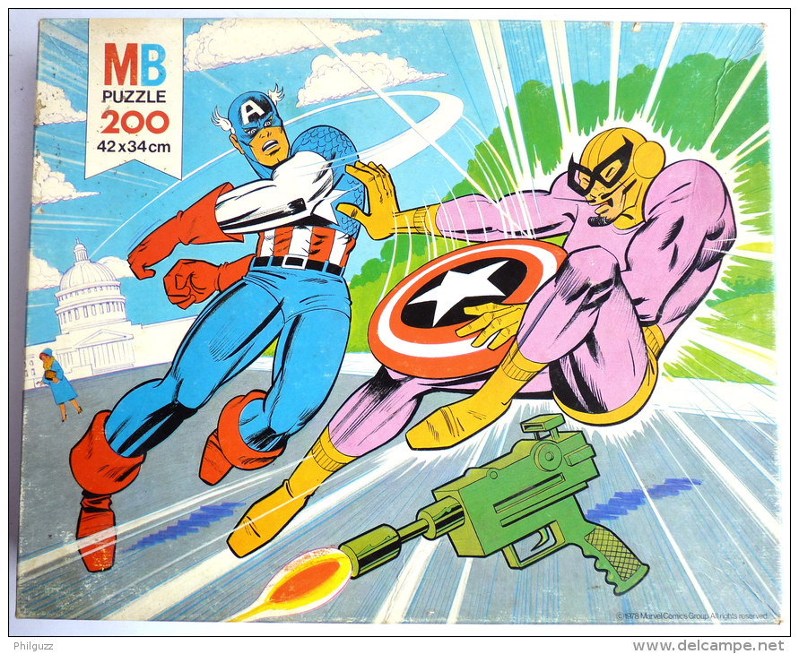 Puzzle MB 1978 - SUPER HEROS - CAPTAIN AMERICA - 200 Pièces MARVEL - Puzzels