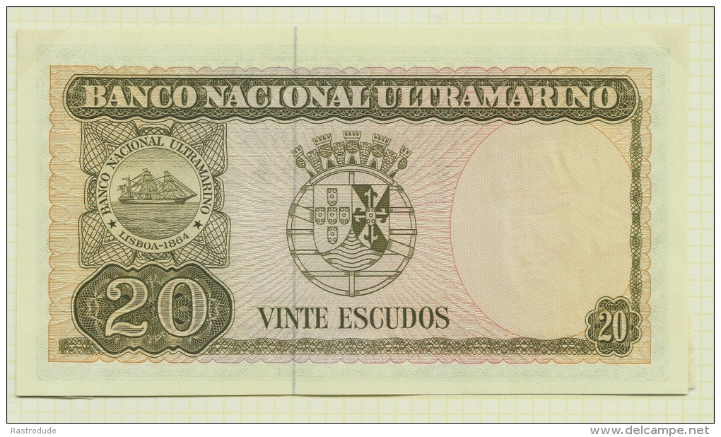 TIMOR - PORTUGAL - 20 Escudos Banknote - UNCIRCULATED - Timor