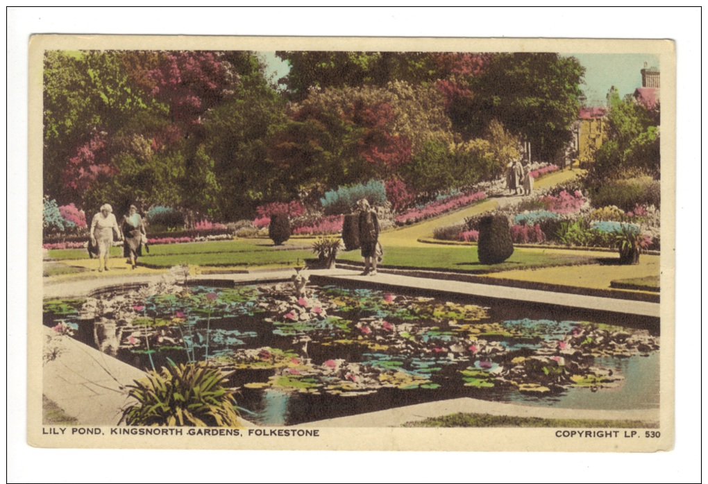 (p146) Lily Pond, Kingsnorth Gardens, Folkestone. PPC Postcard. Unposted - Folkestone