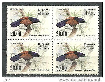 Sri Lanka. Oiseau Coucal (Coucou) De Ceylan. 4 T-p Neufs **. - Cuckoos & Turacos