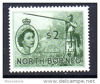 North Borneo QEII 1954 $2 Deep Green Definitive, Hinged Mint (A) - North Borneo (...-1963)