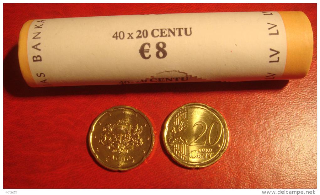 Latvia / Lettonia / Lettland   2014 EURO COIN  40 X 20 Euro Cents Bank Roll - UNC - Lettonie