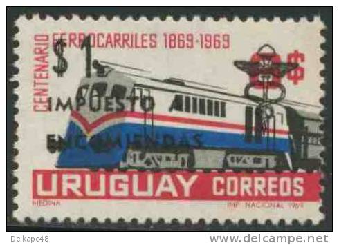Uruguay 1972 Mi 94 + Overprint (impuesto A Encomiendas) - Parcel Post ** Modern Diesel Locomotive -Uruguayan Railways - Treinen