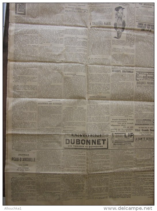 Journal quotidien original &laquo; Le Matin &raquo;Mardi 3 septembre 1912 + de 100 ans-faire défiler Photos +certificat