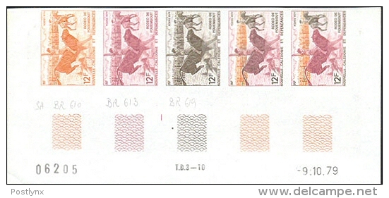 NEW CALEDONIA/Calédonie/Neukaledonien 1979. Bull French Gaucho Rodeo 12F. Imerf.Proof 5-Strip  [épreuve Prueba] - Imperforates, Proofs & Errors