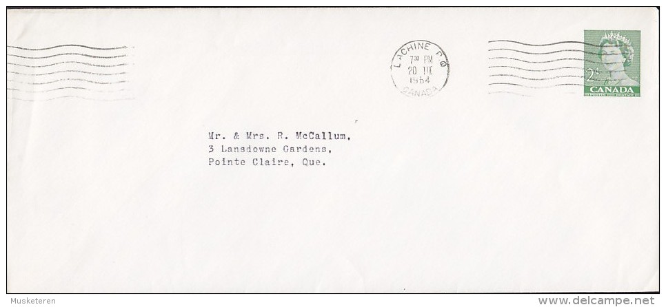 Canada Postal Stationery Ganzsache Entier LACHINE 1964 Cover Lettre To POINT CLAIRE Quebec Queen Elizabeth II. - 1953-.... Reign Of Elizabeth II