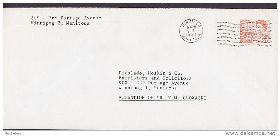 Canada Postal Stationery Ganzsache Entier WINNIPEG Manitoba 1969 Cover Lettre Locally Sent Queen Elizabeth II. - 1953-.... Reinado De Elizabeth II
