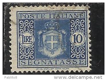 ITALIA REGNO ITALY KINGDOM 1945 LUOGOTENENZA SEGNATASSE TAXES TASSE RUOTA LIRE 10 TIMBRATO USED - Strafport