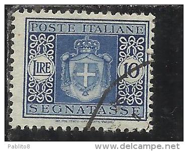 ITALIA REGNO ITALY KINGDOM 1945 LUOGOTENENZA SEGNATASSE TAXES TASSE RUOTA LIRE 10 TIMBRATO USED - Taxe