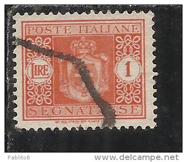 ITALY KINGDOM ITALIA REGNO 1945 LUOGOTENENZA 1945 SEGNATASSE TAXES TASSE RUOTA LIRE 1 USED TIMBRATO - Taxe