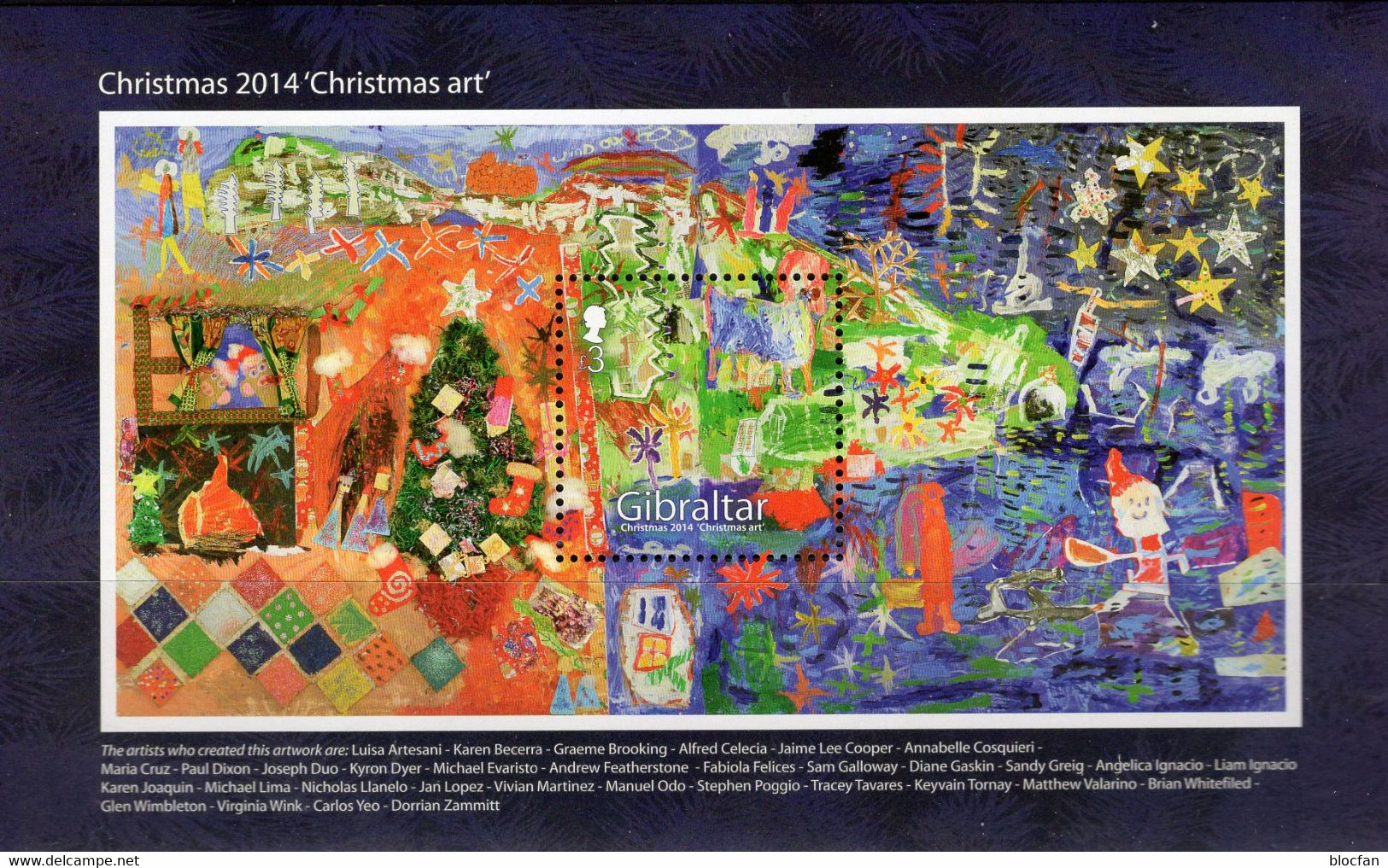 Weihnachten 2014 Gibraltar Block 118 ** 10€ Weihnachtsbaum Häuser Palmen Hoja Christmas S/s Bloc Bloque Sheet Bf UK - Gibilterra