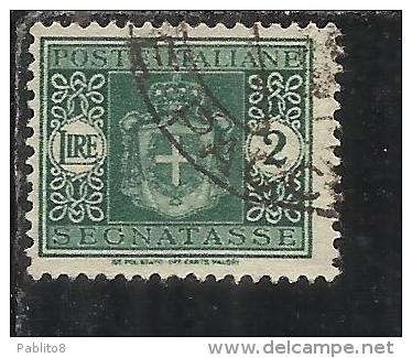 ITALY KINGDOM ITALIA REGNO 1945 LUOGOTENENZA SEGNATASSE TAXES TASSE FILIGRANA RUOTA LIRE 2 USED - Taxe