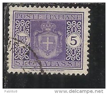 ITALIA REGNO ITALY KINGDOM 1945 LUOGOTENENZA SEGNATASSE TAXES TASSE RUOTA LIRE 5 TIMBRATO USED - Taxe