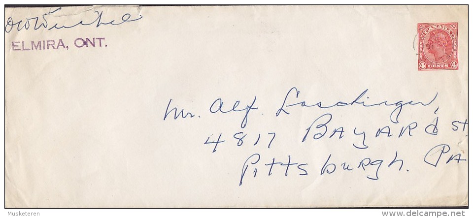 Canada Postal Stationery Ganzsache Entier ELMIRA Ontario 1951 Cover Lettre To PITTSBURGH USA King George VI - 1903-1954 De Koningen