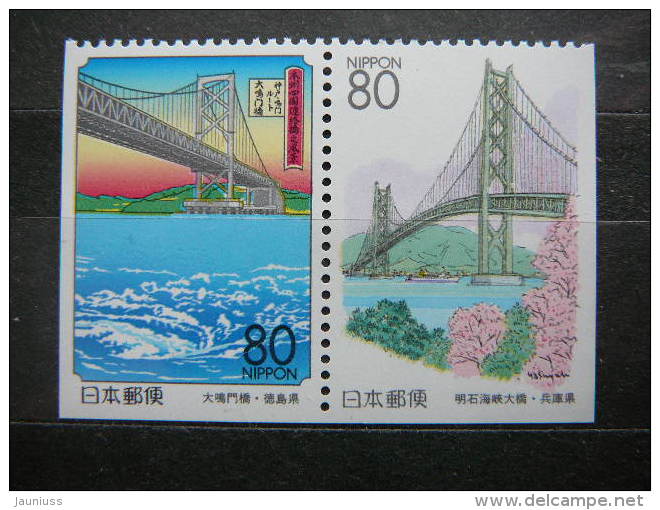 Japan 1998 2550/1E (Mi.Nr.) **  MNH #Pair Bridges - Ongebruikt