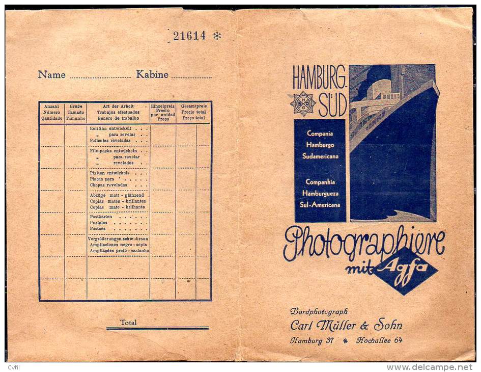 Folder For Photographs Delivered On Ships Of Hamburg Süd Company, Ca 1940 - Other & Unclassified