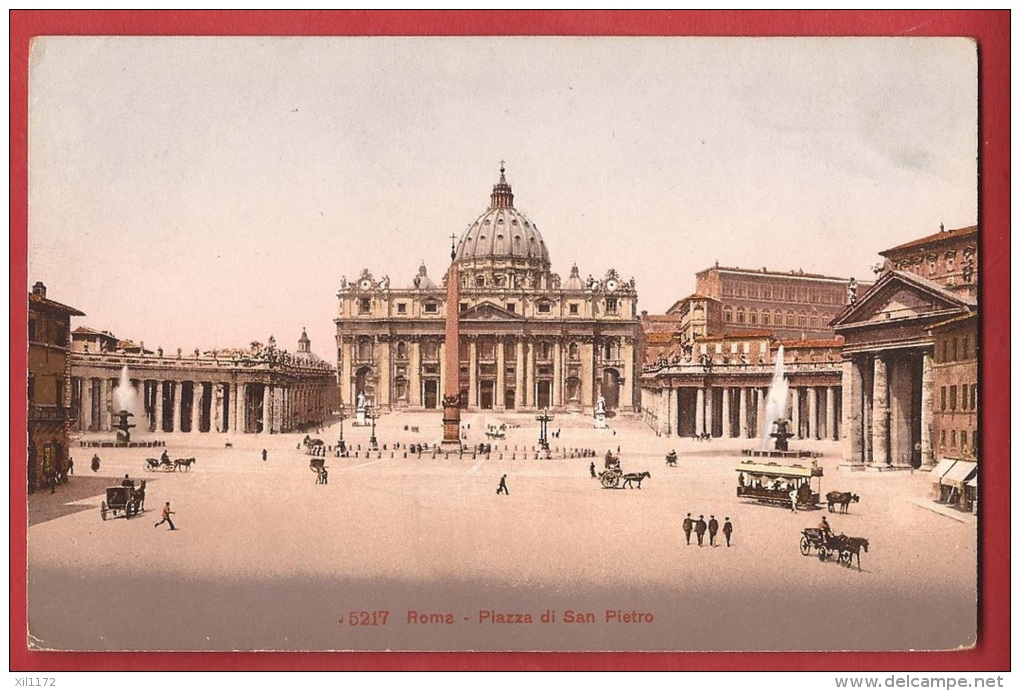 BIT-08 Roma Piazza E Basilica Di San Pietro. Calèches. Non Circulé - Vaticano