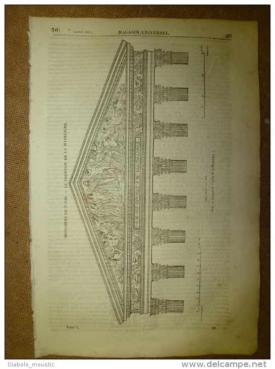 24 Avril 1834 MAGASIN UNIVERSEL :La Madeleine;Au Pôle Nord;Prométhée;Ancien Jeu; Ile De Corail; - 1800 - 1849