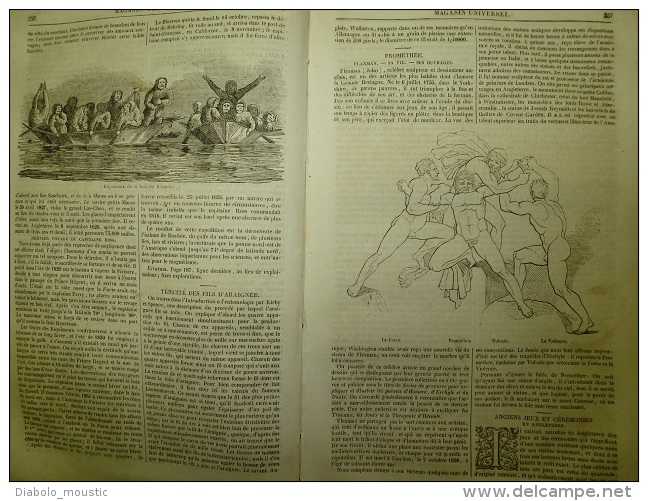 24 Avril 1834 MAGASIN UNIVERSEL :La Madeleine;Au Pôle Nord;Prométhée;Ancien Jeu; Ile De Corail; - 1800 - 1849