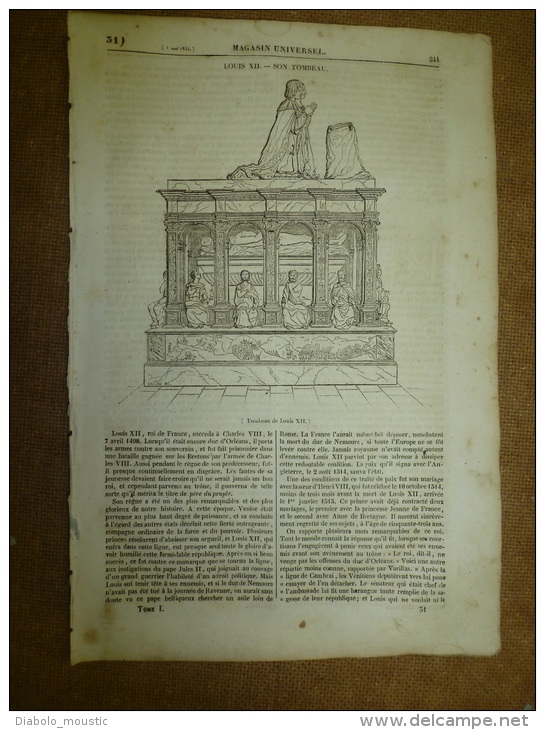 1er Mai 1834 MAGASIN UNIVERSEL : Louis XII;  Détroit Du Roi GEORGE; Les Bagnes ; Les Bazars D'ORIENT; Rochester - 1800 - 1849