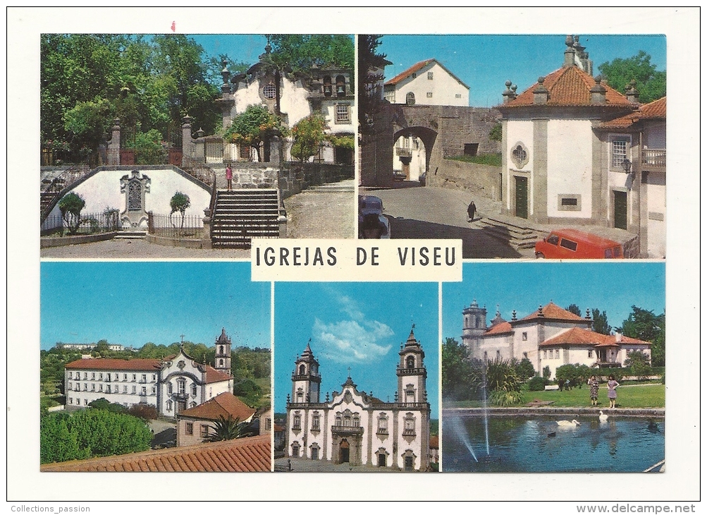 Cp, Portugal, Viseu, Ses Eglises, Multi-Vues, écrtie 1983 - Viseu