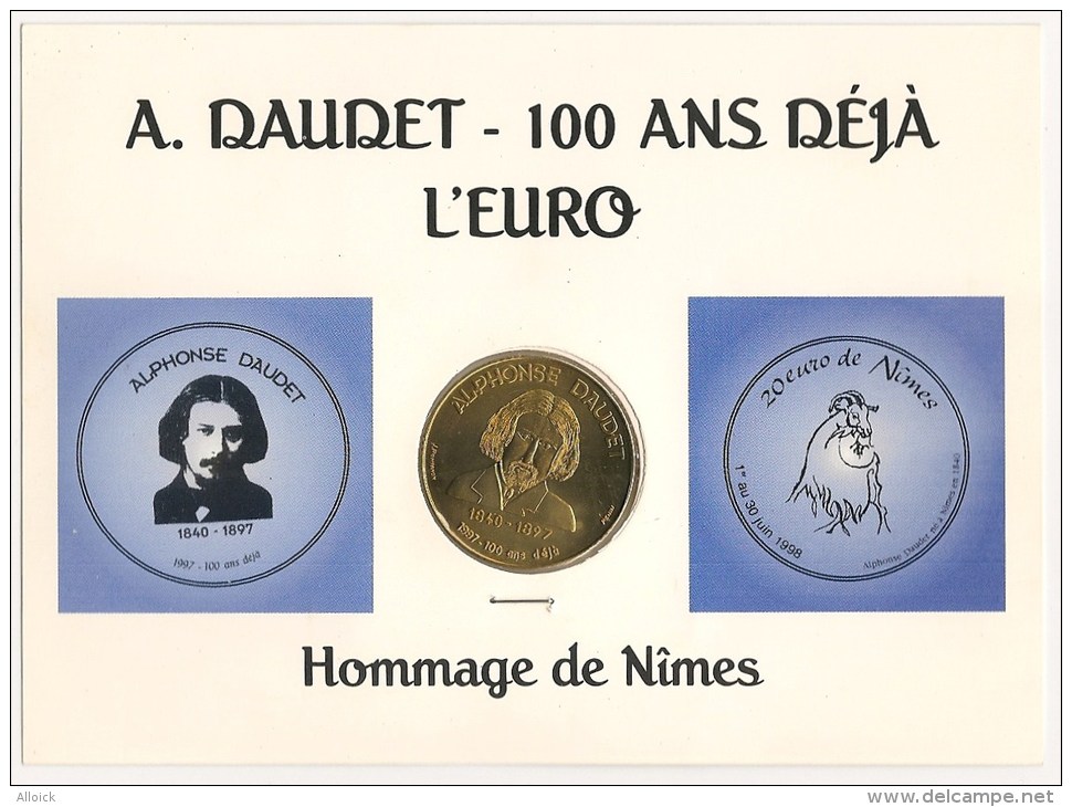 Médaille 20 Euros De Nîmes Alphonse Daudet 1840 - 1897  -  Neuve -  1998 - Euros De Las Ciudades