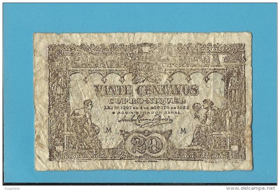 CÉDULA De 20 CENTAVOS - SÉRIE M - Pick 100 - CASA DA MOEDA - PORTUGAL - EMERGENCY PAPER MONEY - NOTGELD - Portugal