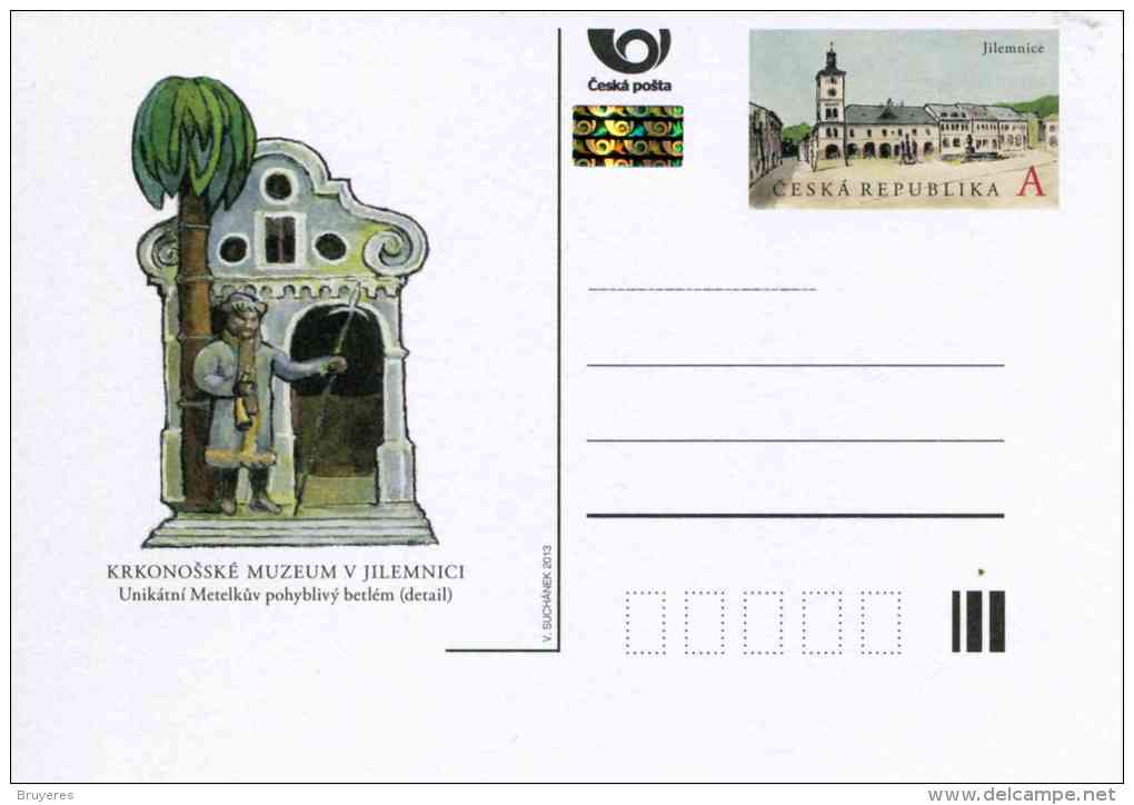 Entier Postal De 2013 Sur Carte Postale Avec Timbre Et Illust. "Expo Au Musée Des Monts Des Géants à Jilmnice" - Postcards