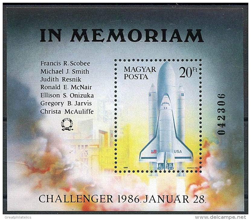 HUNGARY 1986 CHALLENGER SPACE SHUTTLE S/S MNH JUDAICA - Collections