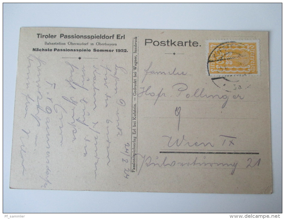 AK Tiroler Passionsspieldorf Erl Bahnstation Oberaudorf In Oberbayern 1921/22 Kufstein Echt Gelaufen! - Kufstein