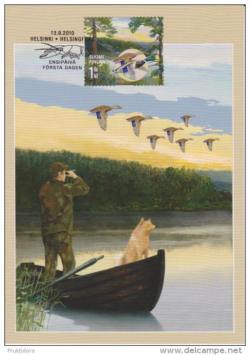 Finland Maximum Card 91 Mi 2055 - Mallards - Ducks - Birds - Crab - Lake - Dog - 2010 - Cartoline Maximum