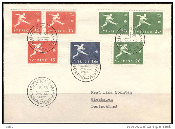 SWEDEN - WM - SOCCER - FDC - Complet Different. Stamps - STOCKHOLM - 1958 - 1958 – Sweden