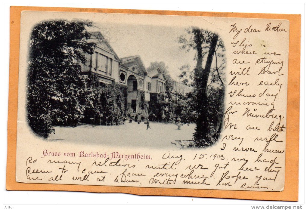 Gruss Aus Karlsbad Mergentheim 1900 Postcard - Bad Mergentheim