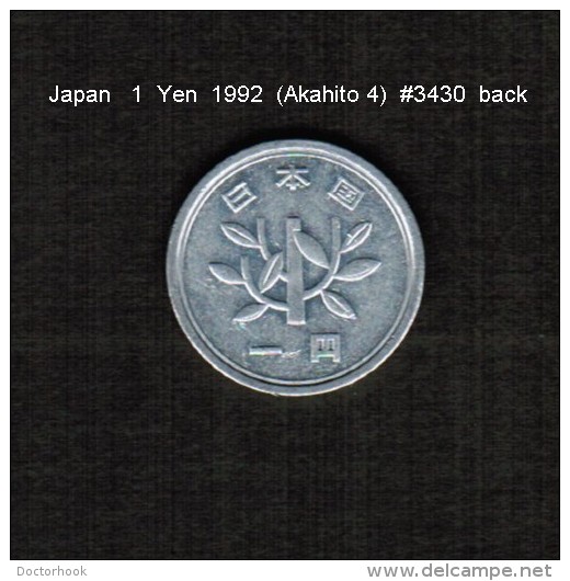JAPAN    1  YEN   1992  (AKIHITO 4--HEISEI PERIOD)  (Y # 95.2) - Giappone