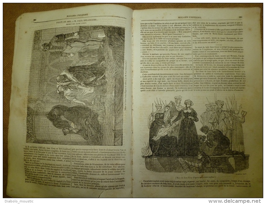 5 Juin 1834 MAGASIN UNIVERSEL : Le Palais Des THERMES ; Jane Grey Décapitée à La Hache;FIESOLE (Italie); NIL Inondations - 1800 - 1849