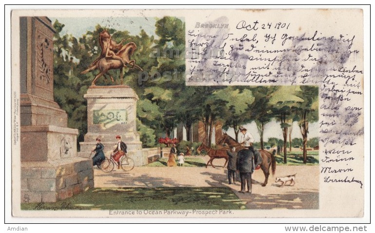 USA - NY NEW YORK CITY BROOKLYN - OCEAN PARKWAY ENTRANCE- PROSPECT PARK- 1901 PRIVATE MAILING CARD PMC Postcard [4542] - Brooklyn