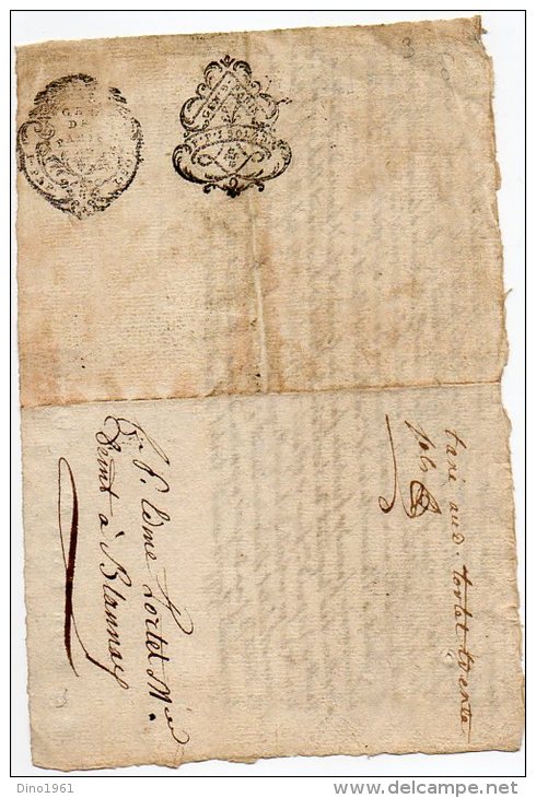 VP833 - BLANNAY X AVALLON 1790 - Acte Moulin Riou / Mr Maillot - Gebührenstempel, Impoststempel