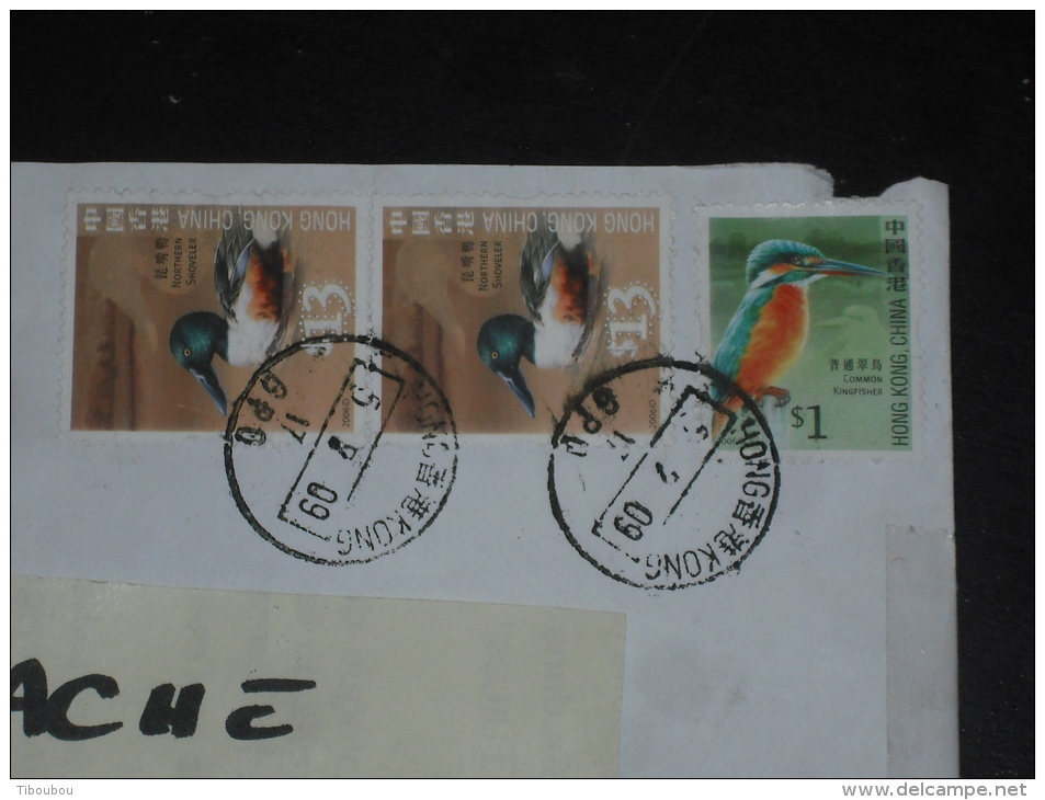 LETTRE RECOMMANDEE HONG KONG AVEC YT 1304 ET 1314 X 2 - OISEAU MARTIN PECHEUR CANARD SOUCHET - - Covers & Documents