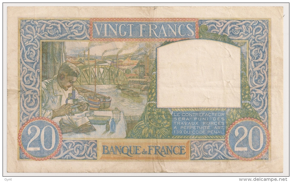 20 FRANCS SCIENCE ET TRAVAIL  17.10.40 - 20 F 1939-1942 ''Science Et Travail''