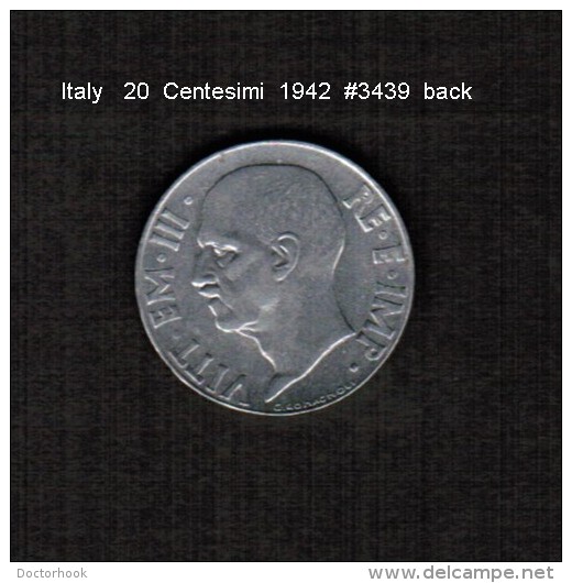 ITALY   20  CENTESIMI   1942  (KM # 75b) - 1900-1946 : Victor Emmanuel III & Umberto II