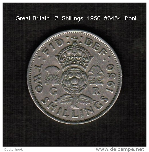 GREAT BRITAIN    2  SHILLINGS   1950  (KM # 878) - J. 1 Florin / 2 Schillings