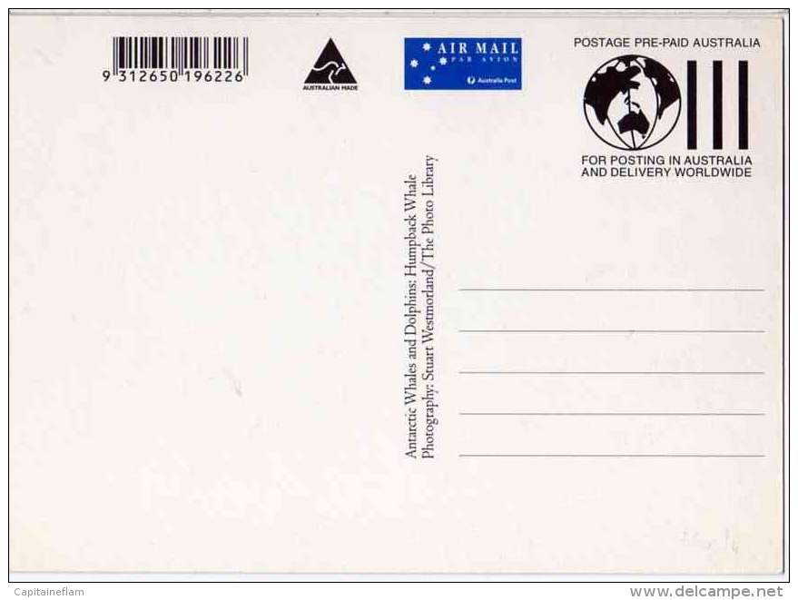 Humpback WHALE Baleine  Wal Entier Postal Stationery Mint AUSTRALIA Antarctic 1996 - Baleines