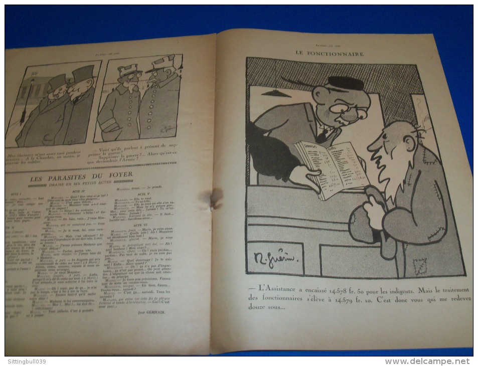 LA CHARRETTE CHARRIE. N° 6 du 1/10/1922. Aujourd´hui : Les Parasites. Dessins de R. Guérin. Journal Humoristique !