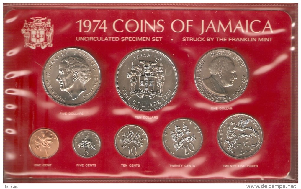 SERIE COMPLETA DE 8 MONEDAS DE JAMAICA DEL AÑO 1974 EN SU ESTUCHE ORIGINAL - Jamaica